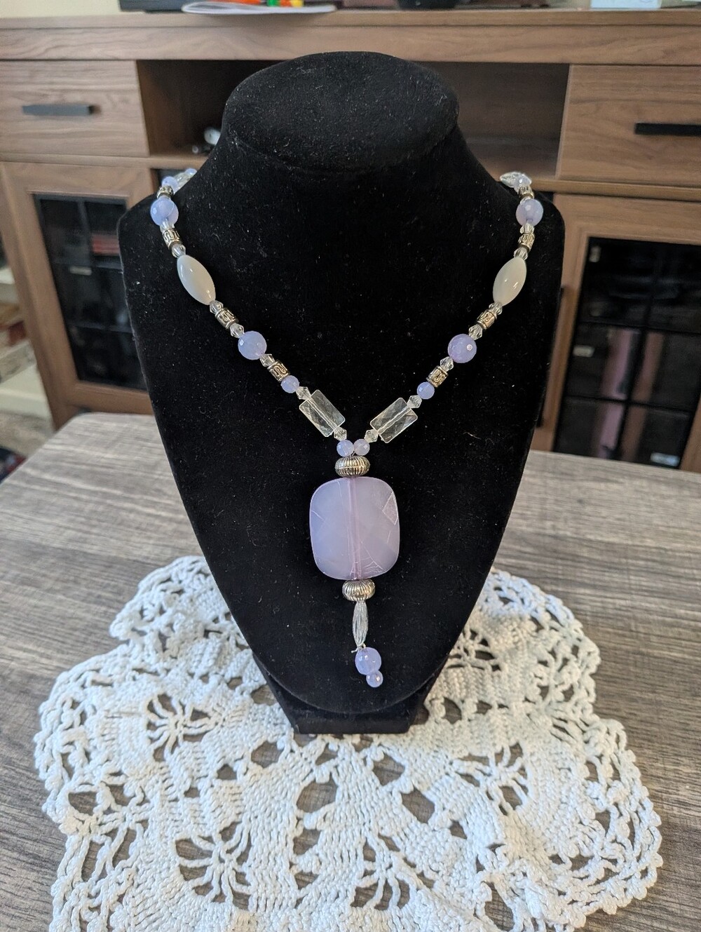 Handmade Purple Beaded Pendant Necklace